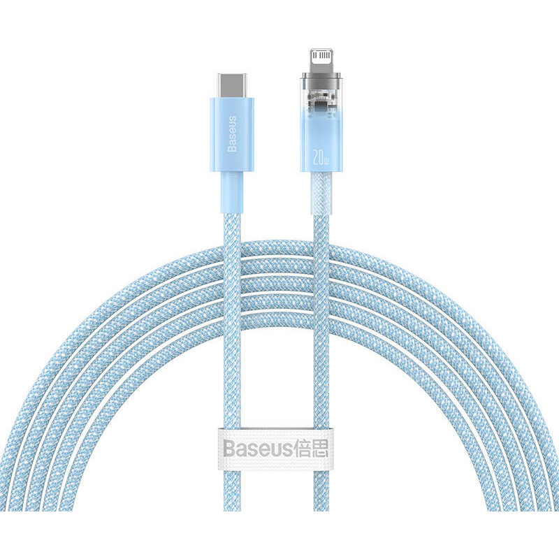 Cablu de date Explorer, USB Type-C/Lightning, 20W, 2.4A, 2m, Albastru