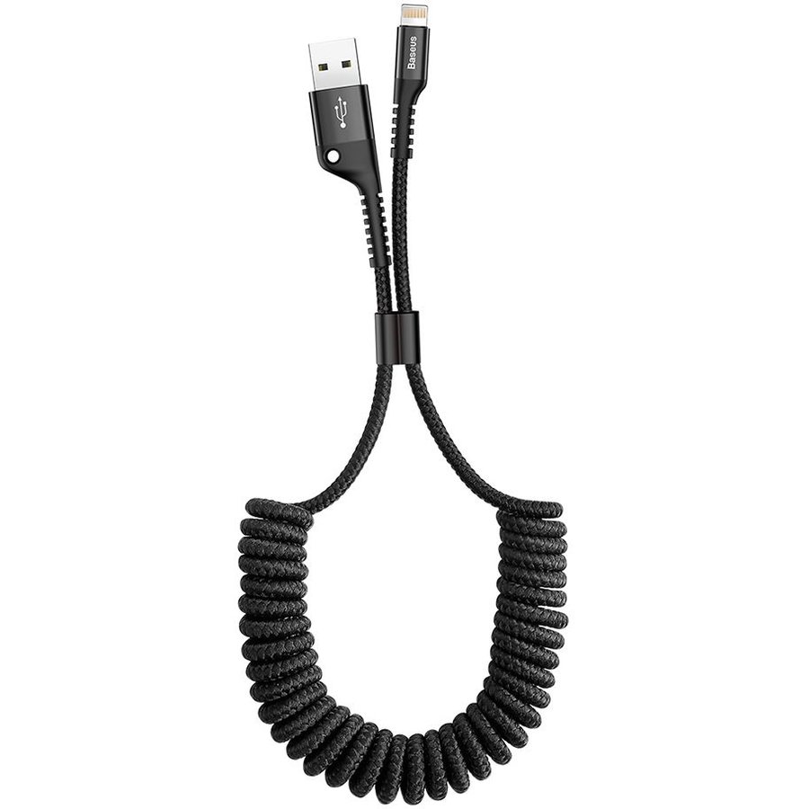 Cablu de date Fish Eye Spring Data USB la Lightning 1m Negru