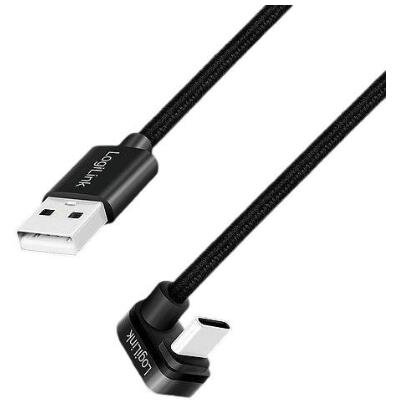 Cablu de Date / Incarcare pentru Smartphone USB 2.0 Type-C (T) la 180 Grade la USB-A 2.0 (T) 2 x Ecranat Aluminiu 2M Negru