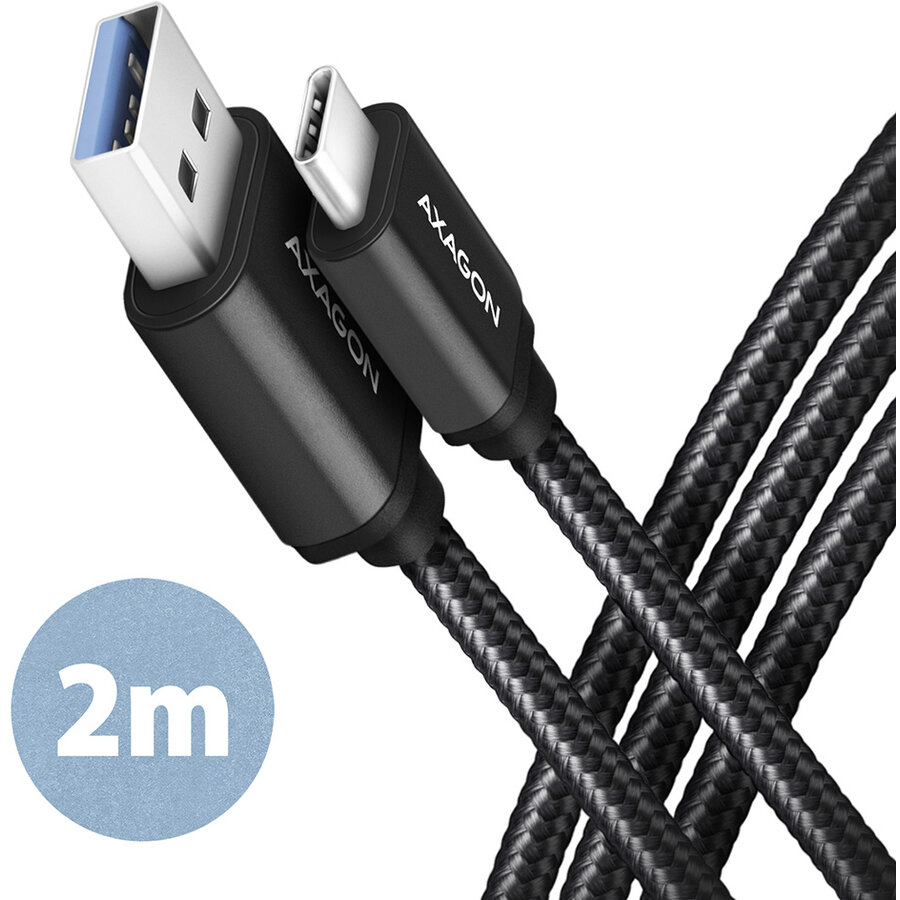 Cablu de Date / Incarcare USB-C la USB-A USB 3.2 Gen 1 3A Impletit 2M Negru