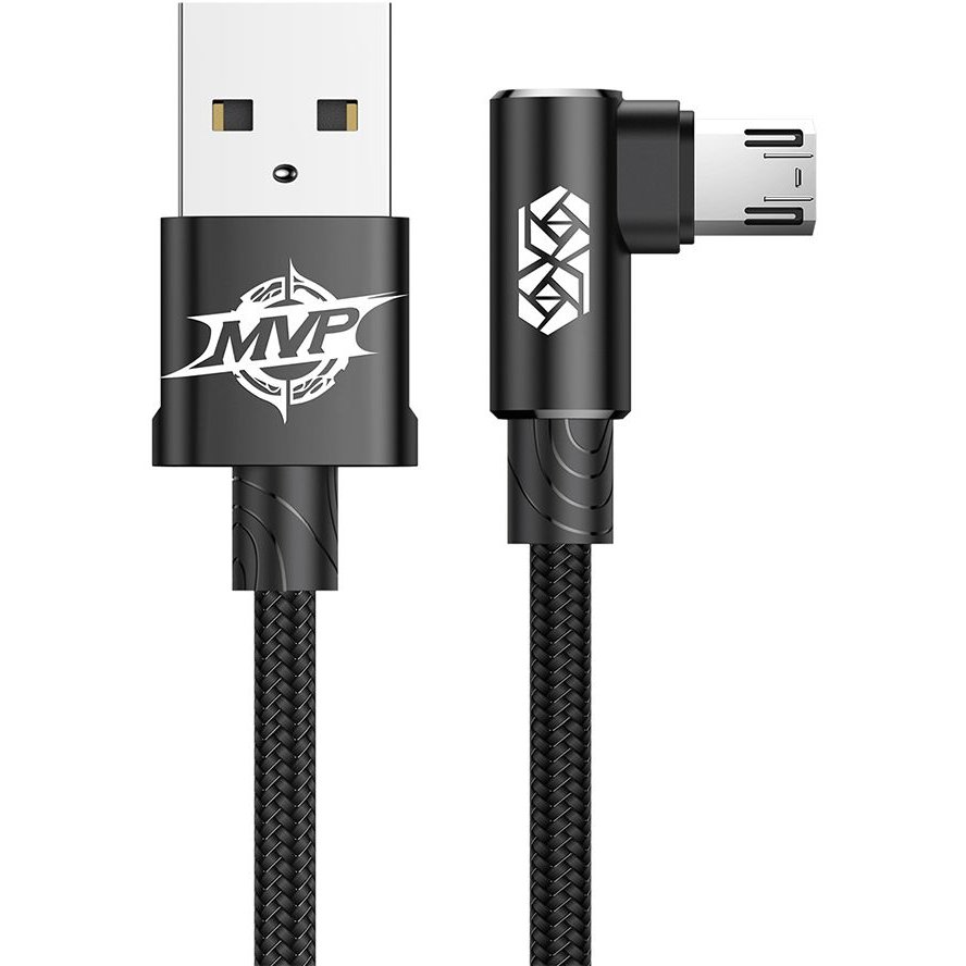 Cablu de date MVP Elbow USB MicroUSB 2m Negru