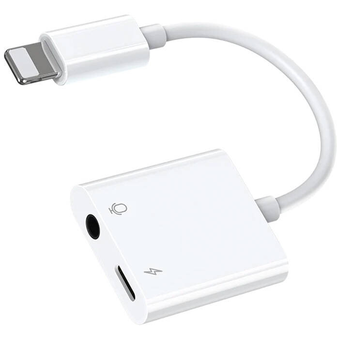 Cablu de date S-Y105, Lightning la Jack 3.5 mm mama si Lightning mama, 12cm, Alb