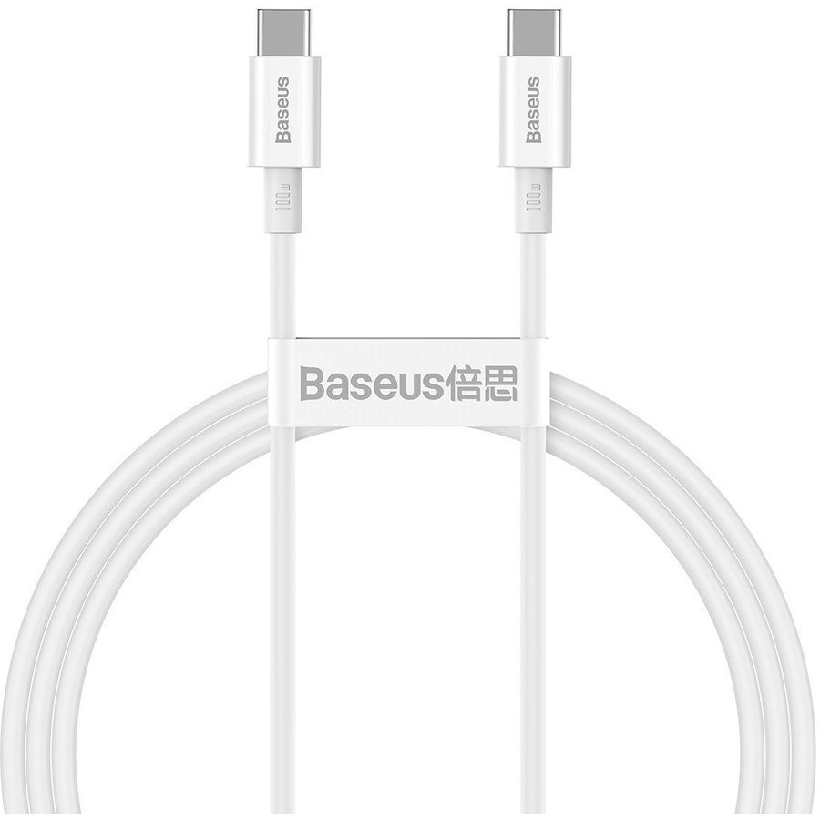 Cablu de date Superior, 2x USB Type-C, 100W, 1m, Alb