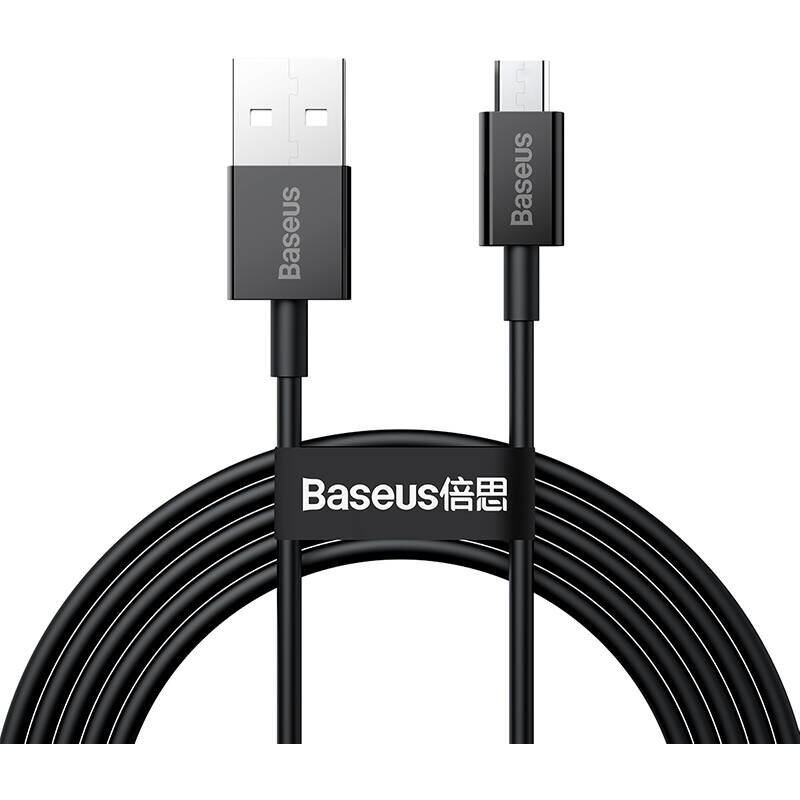 Cablu de date Superior, USB/Micro-USB, 2A, 2m, Negru