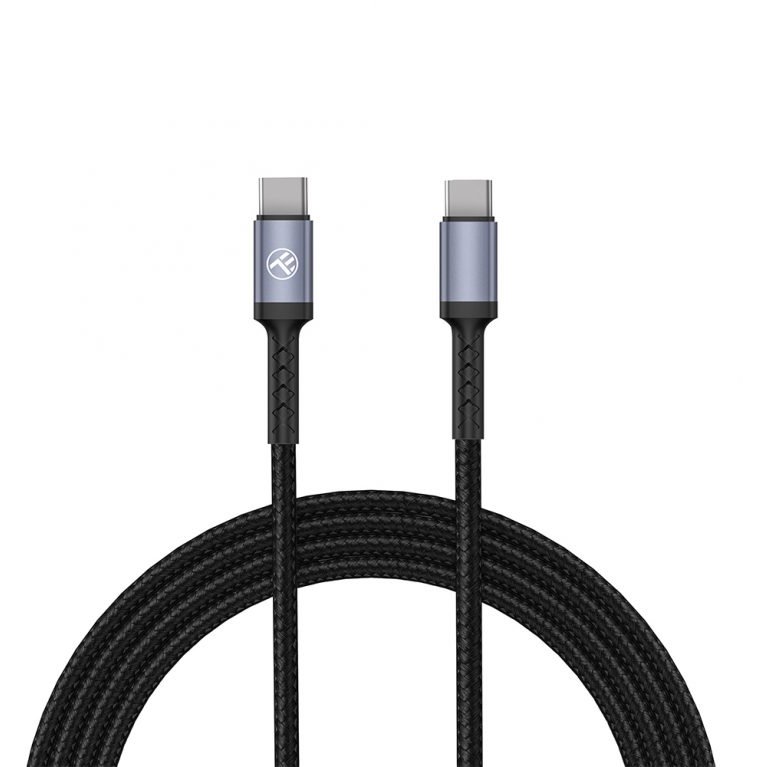 Cablu de date Type-C la Type-C 3A PD60W 1m nailon Negru