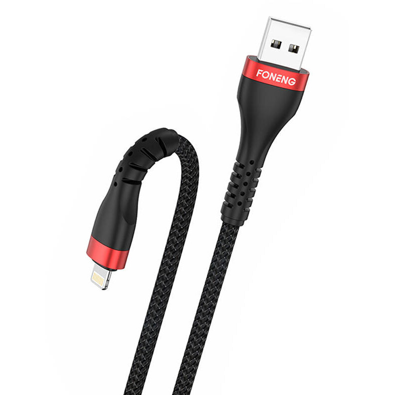 Cablu de date X82, USB/Lightning, 3A, 1m, Negru