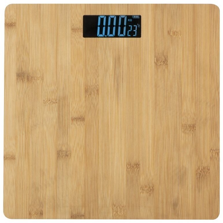 Cantar Corporal Digital Maxim 180KG Afisaj LCD Aspect Bambus 28x28CM Bej