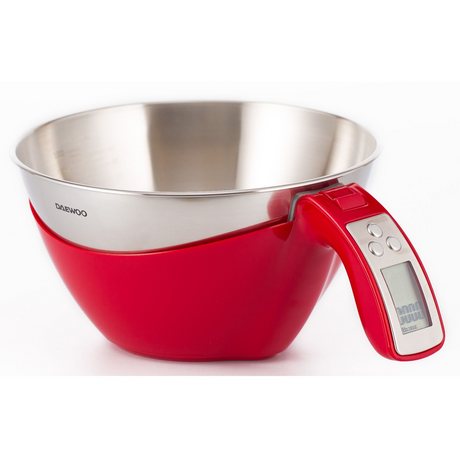 Cantar de bucatarie DKS45R Suprafata Inox 5kg Display LCD Rosu