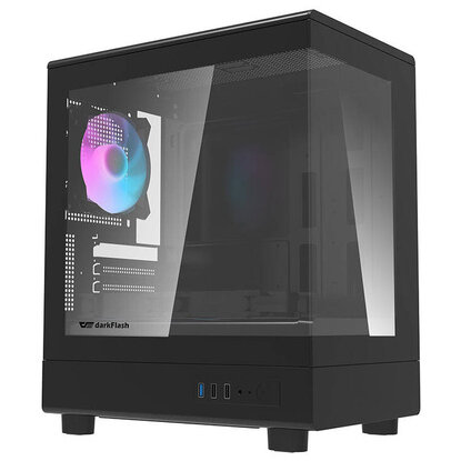 Carcasa pentru Computer DB330M Mini Tower M-ATX ITX + 3 Ventilatoare aRGB Negru