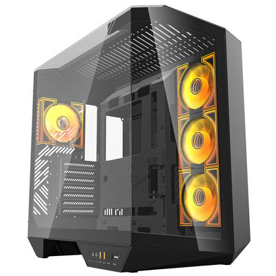 Carcasa pentru Computer DY470 Middle Tower ATX Micro ATX ITX + 4 Ventilatoare Negru