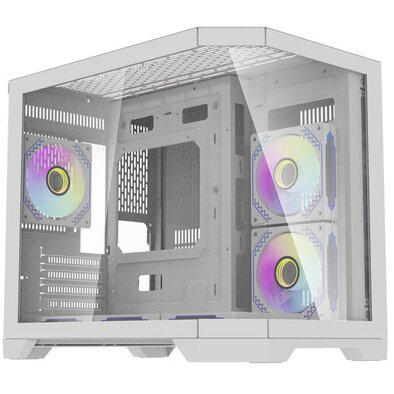 Carcasa pentru Computer FT418 Mini Tower M-ATX ITX + 6 Ventilatoare aRGB Alb