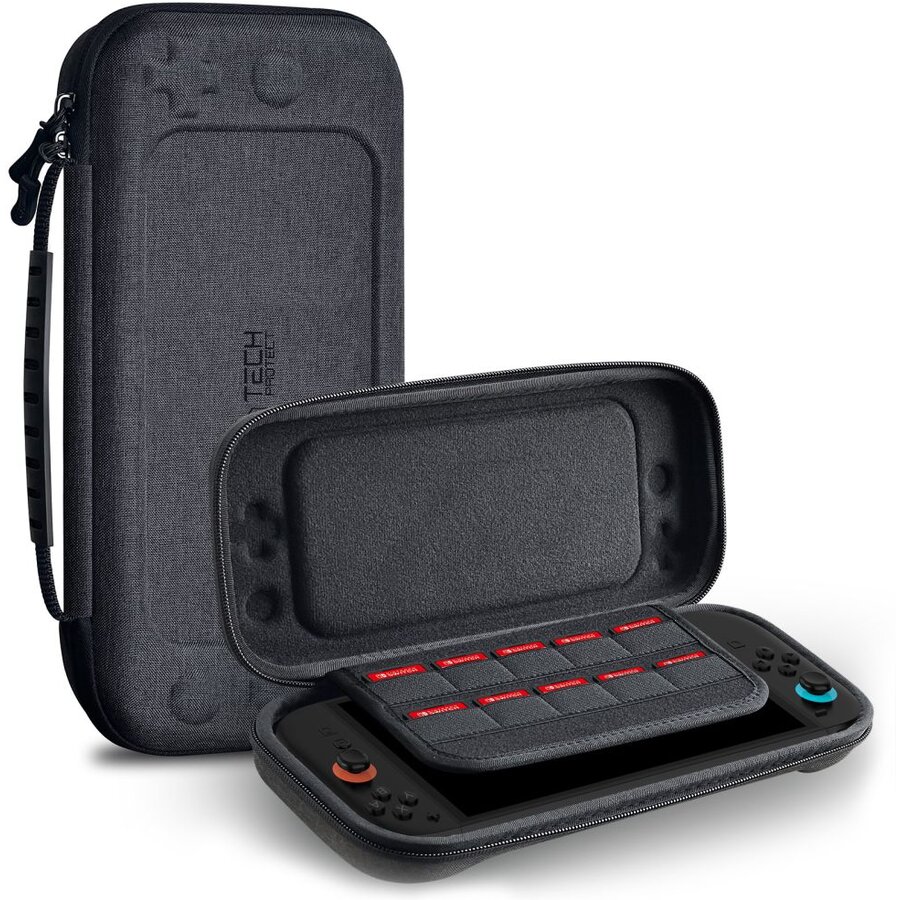 Carcasa Tech Protect Hardpouch compatibila cu Nintendo Switch 2 Gri Inchis