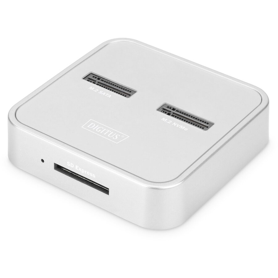 Card Reader M.2 NVMe + M.2 SATA SSD Docking Station SD Express USB-C Alb