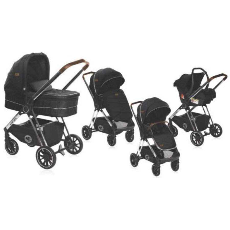 Carucior Set 3 in 1 10021562010  Angel Cadru Din Aluminiu Negru