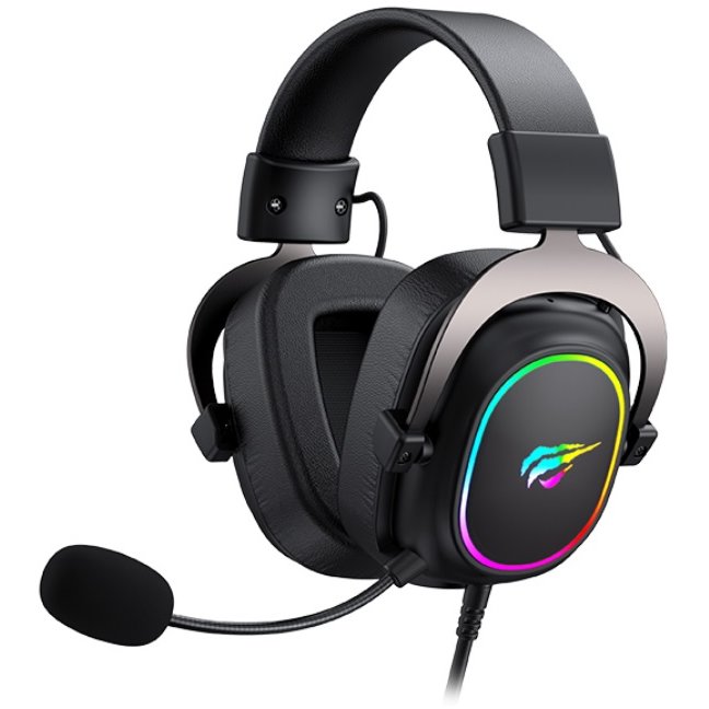 Casti Gamenote H2002P, microfon, conectori: 3.5 si USB, Driver 53mm, Lungime cablu 2.1m, iluminat RGB, Virtual 7.1, Negru