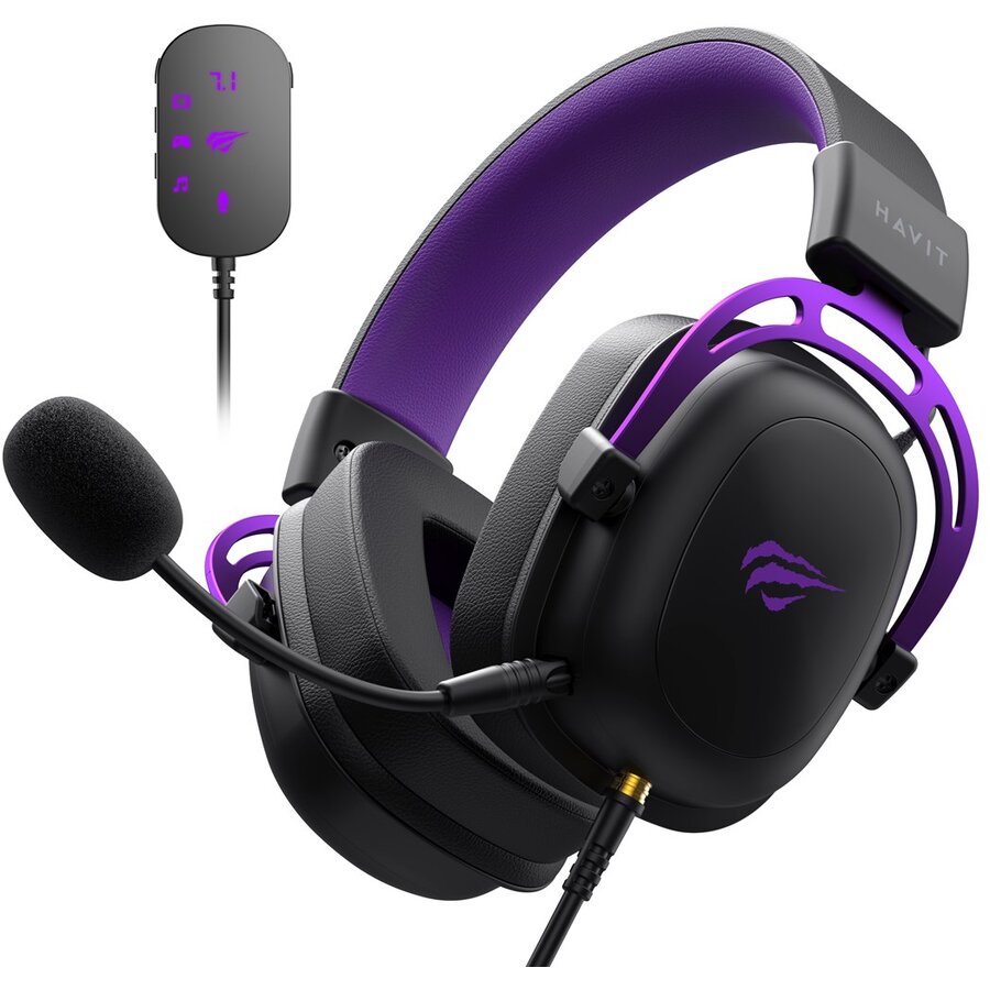 Casti H2002C+U Gaming Negru-Violet