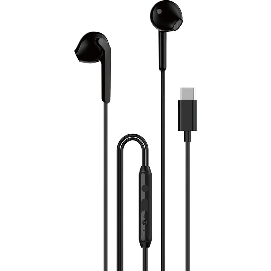Casti X3C, In-ear, Control pe fir, USB-C, Lungime cablu 1.2m, Negru