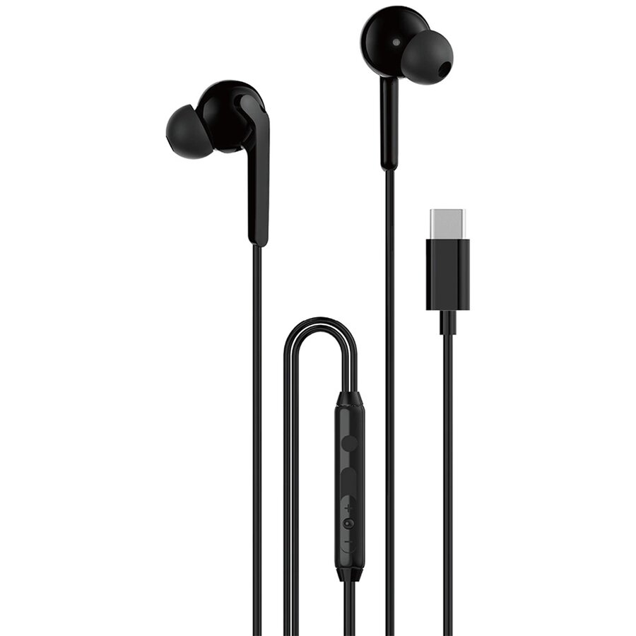 Casti X3C Plus, In-ear, Control pe fir, USB-C, Lungime cablu 1.2m, Negru