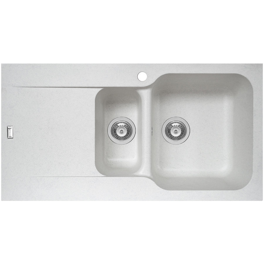 Chiuveta soft compozit de bucatarie Level Durothek 1 1/2B 1D DR Alb