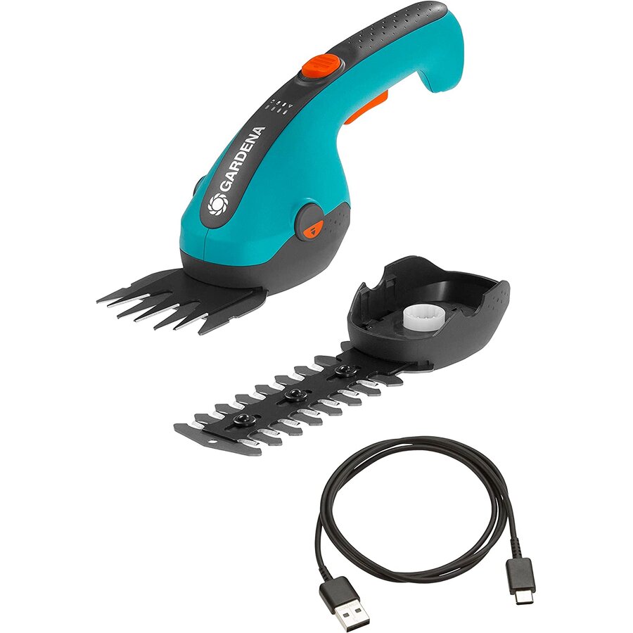 Cordless Grass Shears ClassicCut Li, 3.6 volts, set with shrub blade (turquoise/black, Li-ion battery 2.5 Ah)