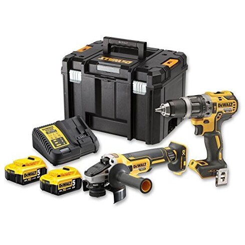 cordless hammer + Angle Set DCK2080P2T, 18 Volt, tool set (yellow / black, combo pack, 2x Li-ion battery 5.0 Ah)