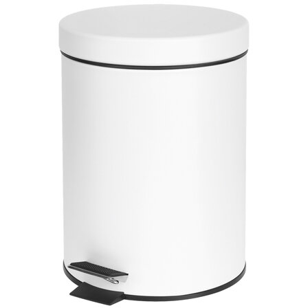 Cos Baie 3l Cu Pedala Baza Plastic Anti-Zgarieturi Alb Mat