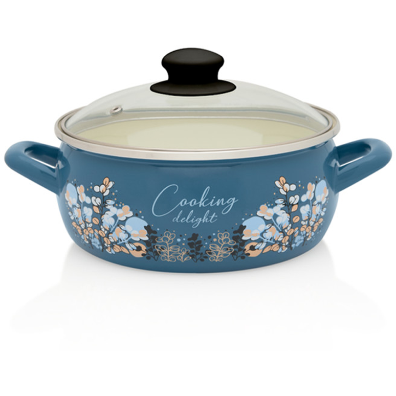 Cratita Blue Cooking Delight Capacitate 2.9L Diametru 20CM Capac Sticla Albastru