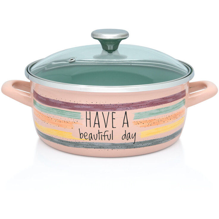 Cratita Cu Capac Sticla Divan Dan Capacitate 3.5L Diametru 22CM Multicolor