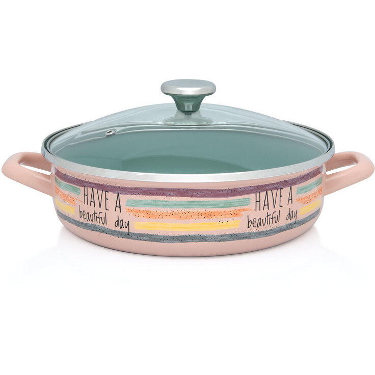 Cratita Cu Capac Sticla Divan Dan Capacitate 4L Diametru 26CM Multicolor