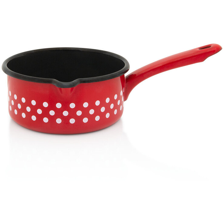 Cratita cu Cioc si Maner Lung Tufne Capacitate 1.6L Diametru 16CM Rosu/Alb/Negru