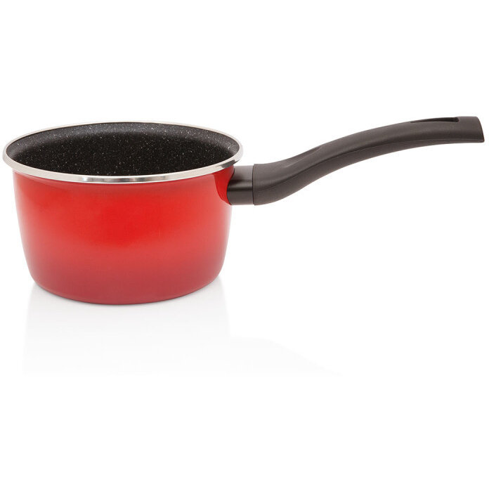 Cratita cu Maner Lung Granite Induction Capacitate 1.9L Diametru 16CM Rosu