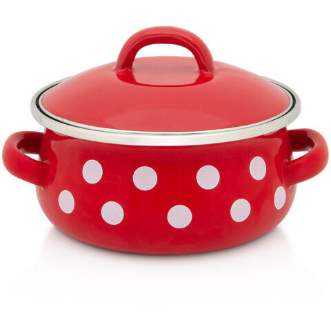 Cratita Mica cu Capac Tufne Capacitate 0.75L Diametru 12CM Rosu/Alb