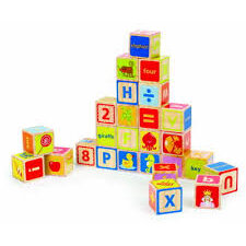 Cuburi Din Lemn Cu Litere Si Numere 26 Piese Multicolor