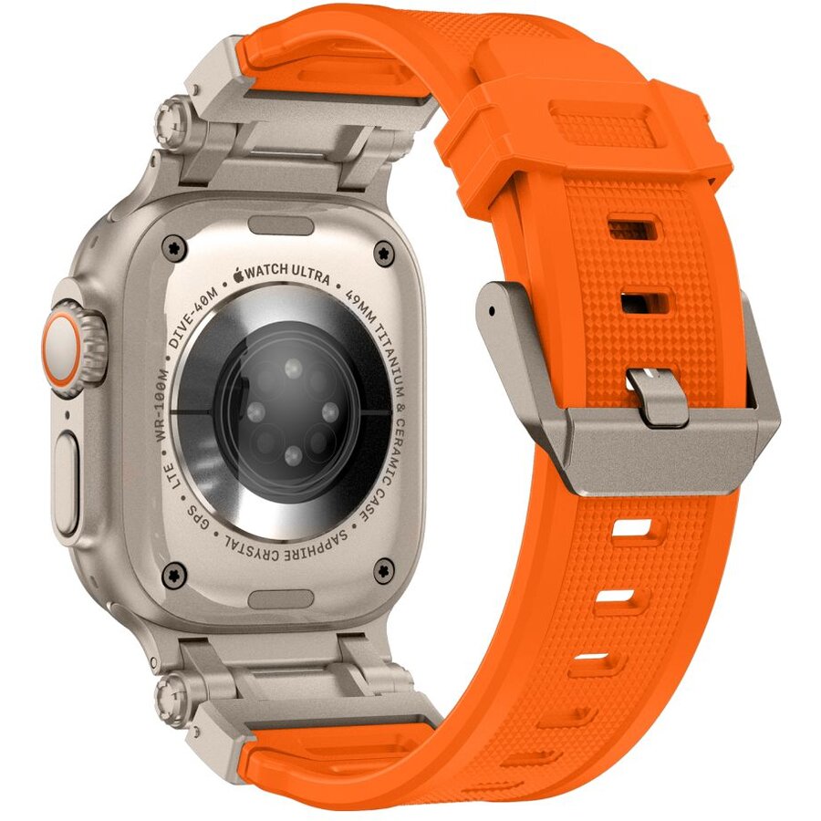 Curea Smartwatch compatibila cu Apple Watch 4/5/6/7/8/9/SE/Ultra1/2 42/44/45/49mm Orange/Titanium