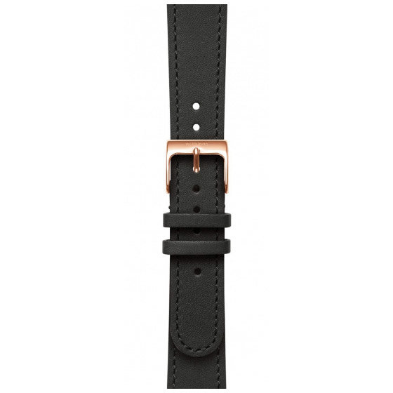 Curea smartwatch Leather Wristband 18mm w Rose Gold buckle pentru Scanwatch 38mm, Steel HR 36mm, Withings Move, Move ECG Steel Black