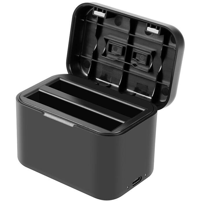 Cutie 2in1 de Incarcare Baterii si Stocare Carduri de Memorie PU999B pentru Insta360 X4 Negru
