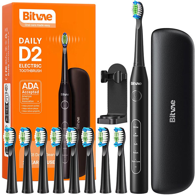 D2, IPX7, 5 moduri functionare, 8x varf interschimbabil, Negru