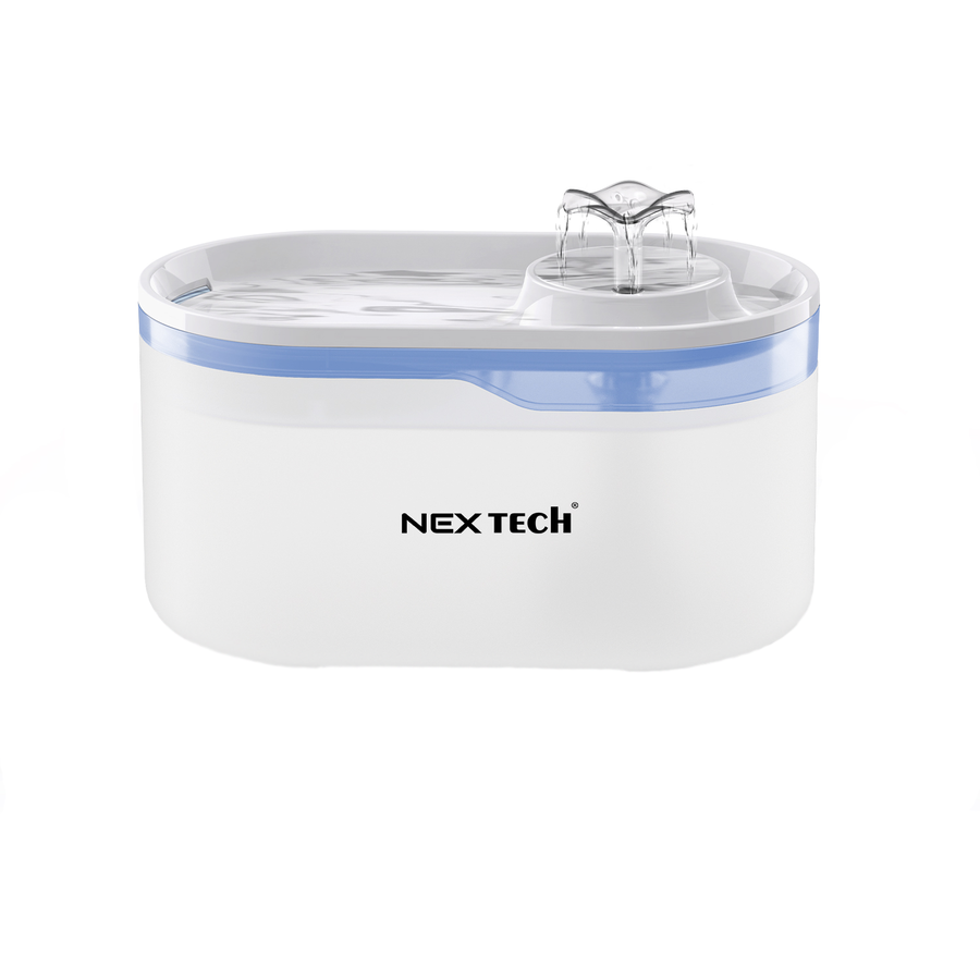 Dispenser apa automat NEX TECH® Tip Fantana pentru caini si pisici, 2 moduri utilizare, ultra silentios, sistem recirculare, filtru carbon activ, 2.8 L, Alb
