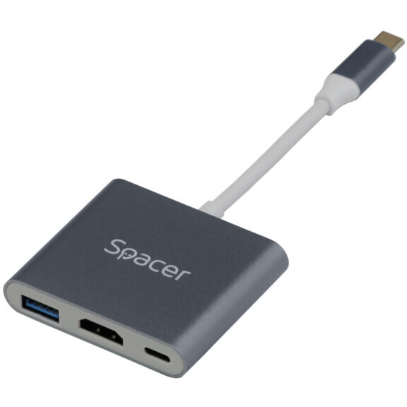 Docking Station Universal 3 in 1 Conectare Type-C USB 3.1 USB 3.0 x 1 Port Video HDMI Gri