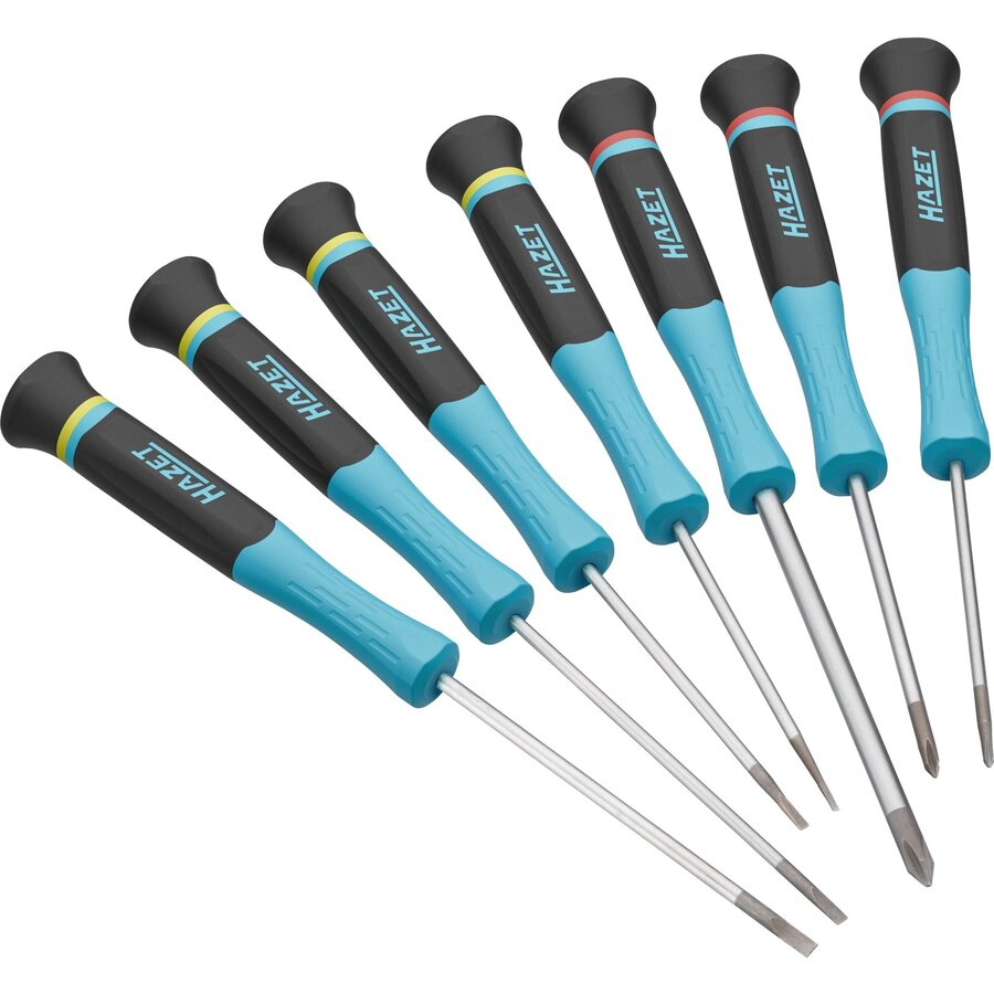 electronic screwdriver set 811EL/7, 7 pieces (black/blue, slotted and Phillips)