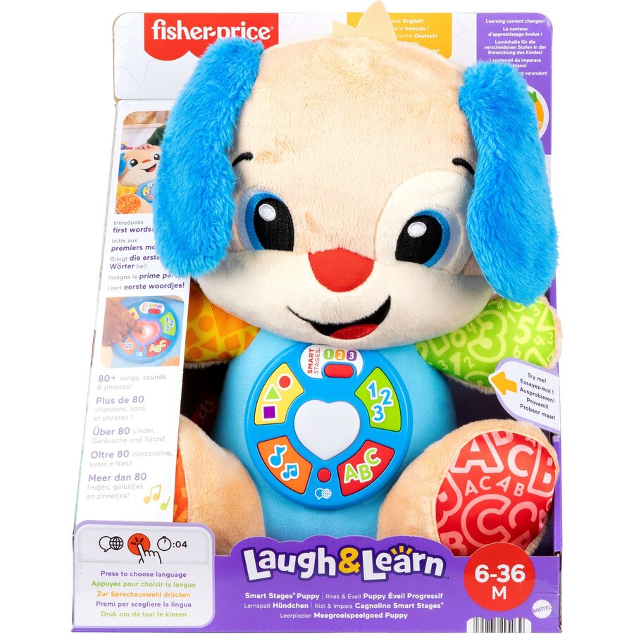 Fisher-Price Learning Fun Puppy, soft toy blue/light brown