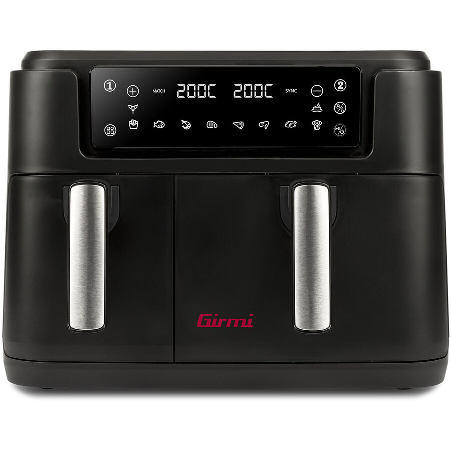 Friteuza Dubla cu Aer Cald Ecofrit Bis FG26 Capacitate 9L 2 Zone Independente 10 Programe Automate 2400W Negru