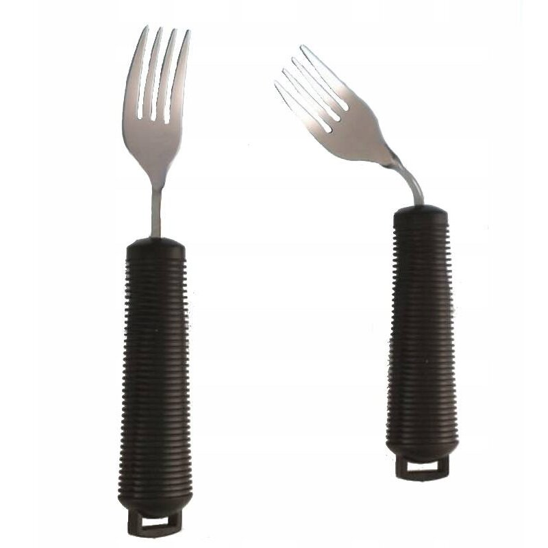 Furculita Flexibila Pentru Persoane Cu Dizabilitati Otel Inoxidabil Cauciuc Negru