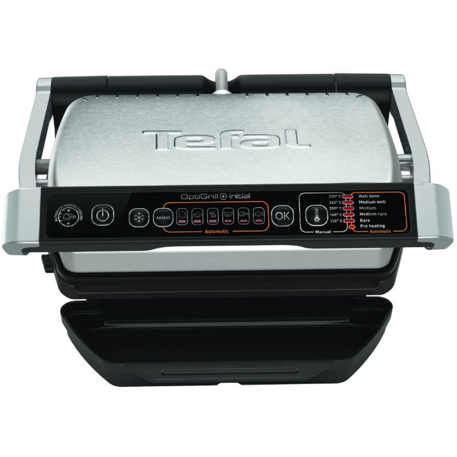 Gratar Electric Optigrill+ GC706D34 Raclette Otel Inoxidabil 2000W 6 Programe Automate Placi Detasabile Antiaderente Argintiu-Negru