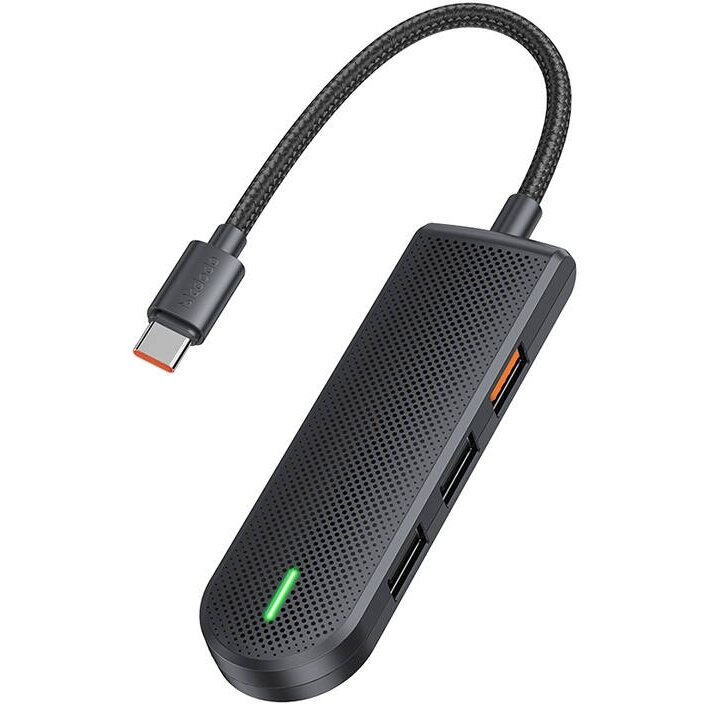 Hub Extern HU-1430 5in1 USB-C la 3x USB2.0 1x USB3.0 Slot SD/TF Negru