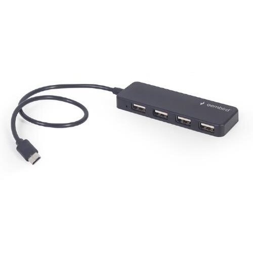 Hub Extern Porturi 4xUSB 2.0 Conectare prin USB Type-C Cablu 0.30M Negru