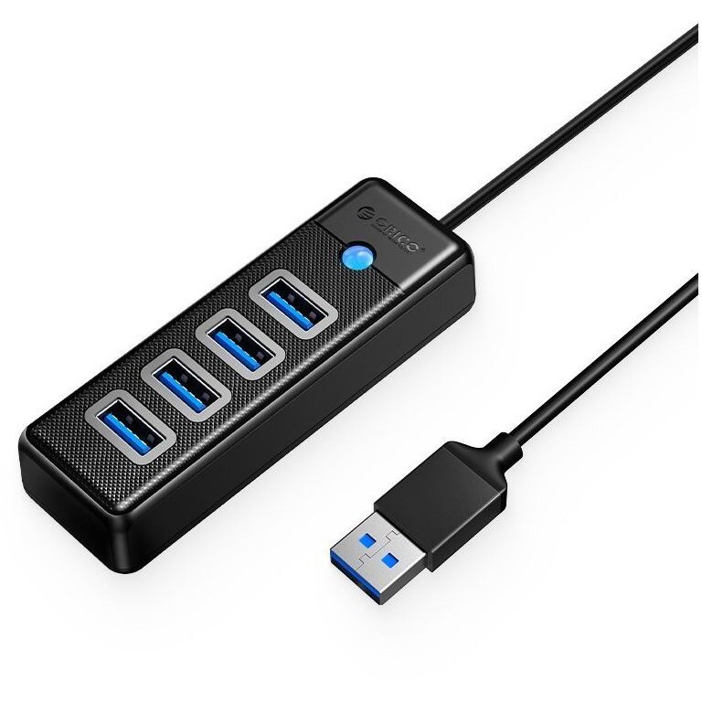 Hub Extern USB-A la 4x USB 3.0 5 Gbps Cablu 15CM Negru