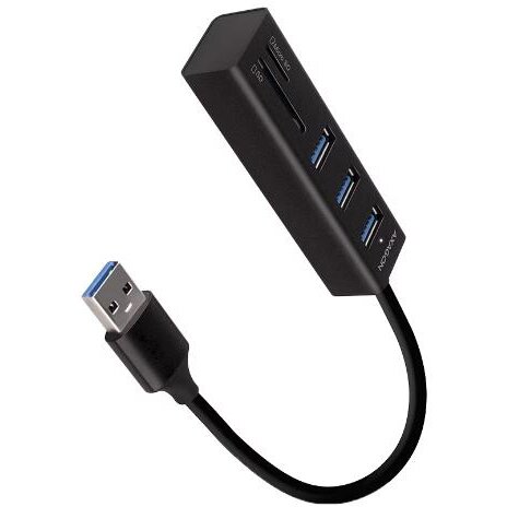 Hub HMA-CR3A 3xUSB-A + SD/microSD USB3.2 Gen 1 Metalic Cablu USB-A 20CM Negru