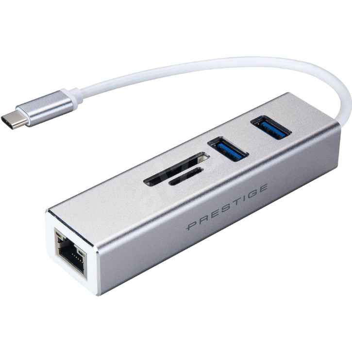 Hub USB Card Reader SD/TF  USB Type-C Port RJ-45 Gri