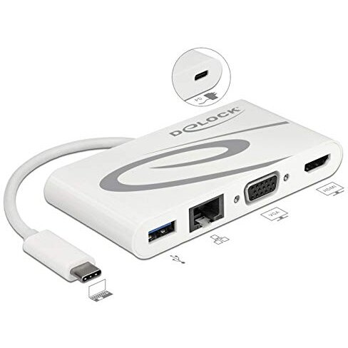 Hub USB Dockingstation USB C 3.1 > HDMI 4K + VGA + LAN + USB, Adapter